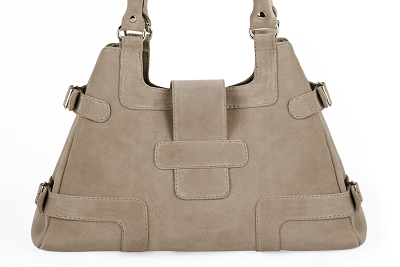 Dress handbag in tan beige leather - Rear view
